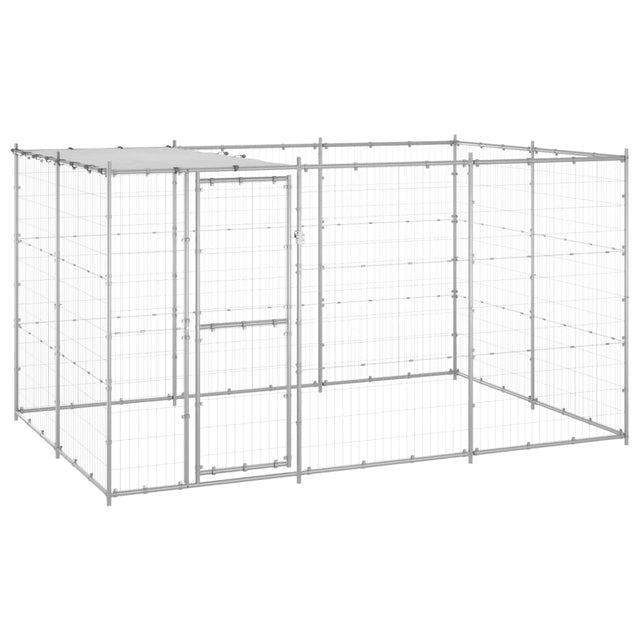 Hondenkennel met dak 7,26 m² gegalvaniseerd staal - AllerleiShop