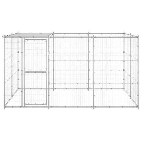 Hondenkennel met dak 7,26 m² gegalvaniseerd staal - AllerleiShop