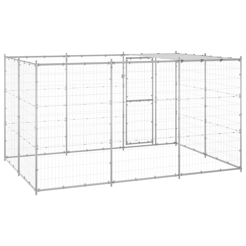 Hondenkennel met dak 7,26 m² gegalvaniseerd staal - AllerleiShop