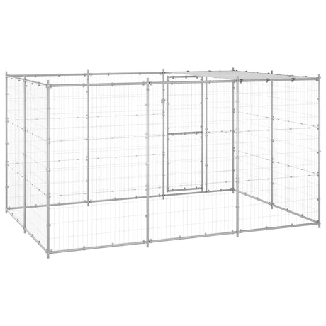 Hondenkennel met dak 7,26 m² gegalvaniseerd staal - AllerleiShop