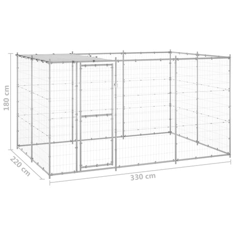 Hondenkennel met dak 7,26 m² gegalvaniseerd staal - AllerleiShop