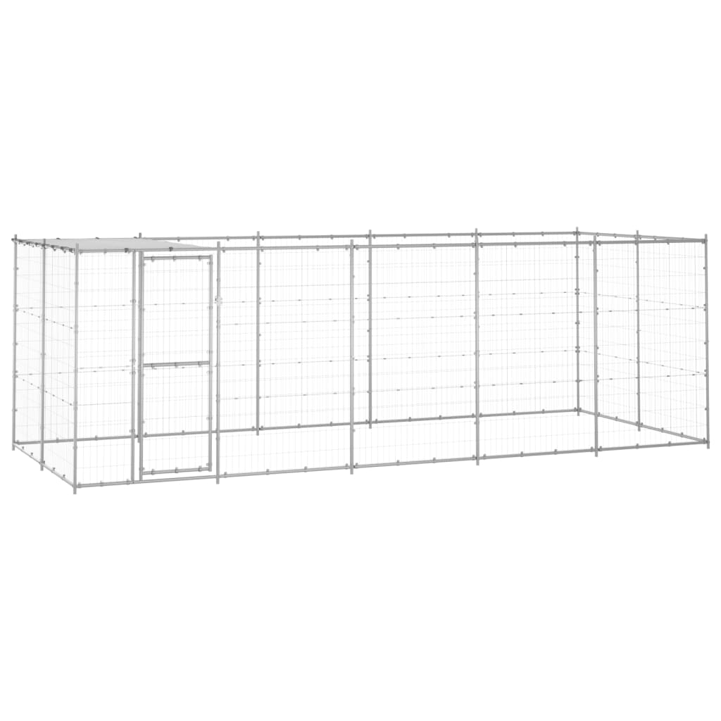 Hondenkennel met dak 12,1 m² gegalvaniseerd staal - AllerleiShop