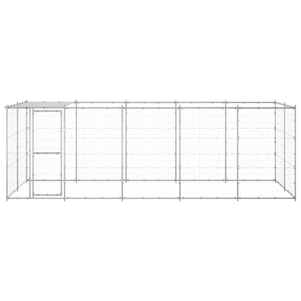 Hondenkennel met dak 12,1 m² gegalvaniseerd staal - AllerleiShop