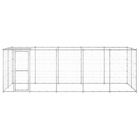 Hondenkennel met dak 12,1 m² gegalvaniseerd staal - AllerleiShop