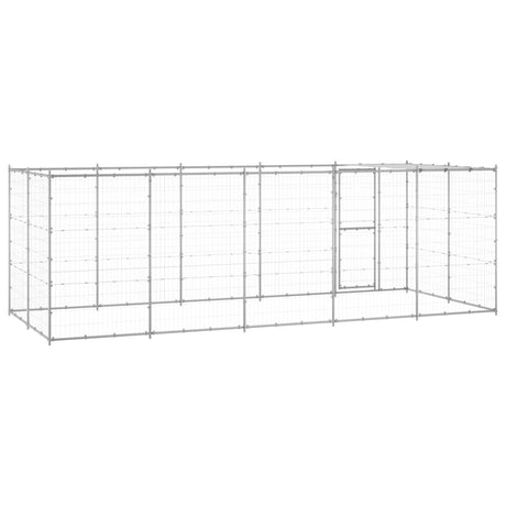 Hondenkennel met dak 12,1 m² gegalvaniseerd staal - AllerleiShop