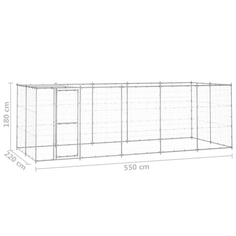 Hondenkennel met dak 12,1 m² gegalvaniseerd staal - AllerleiShop