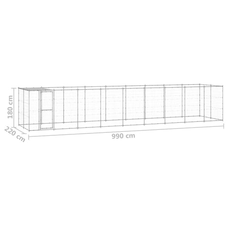 Hondenkennel met dak 21,78 m² gegalvaniseerd staal - AllerleiShop