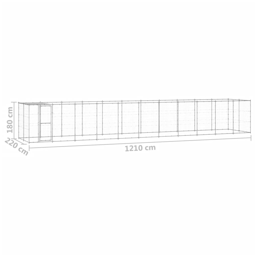 Hondenkennel met dak 26,62 m² gegalvaniseerd staal - AllerleiShop