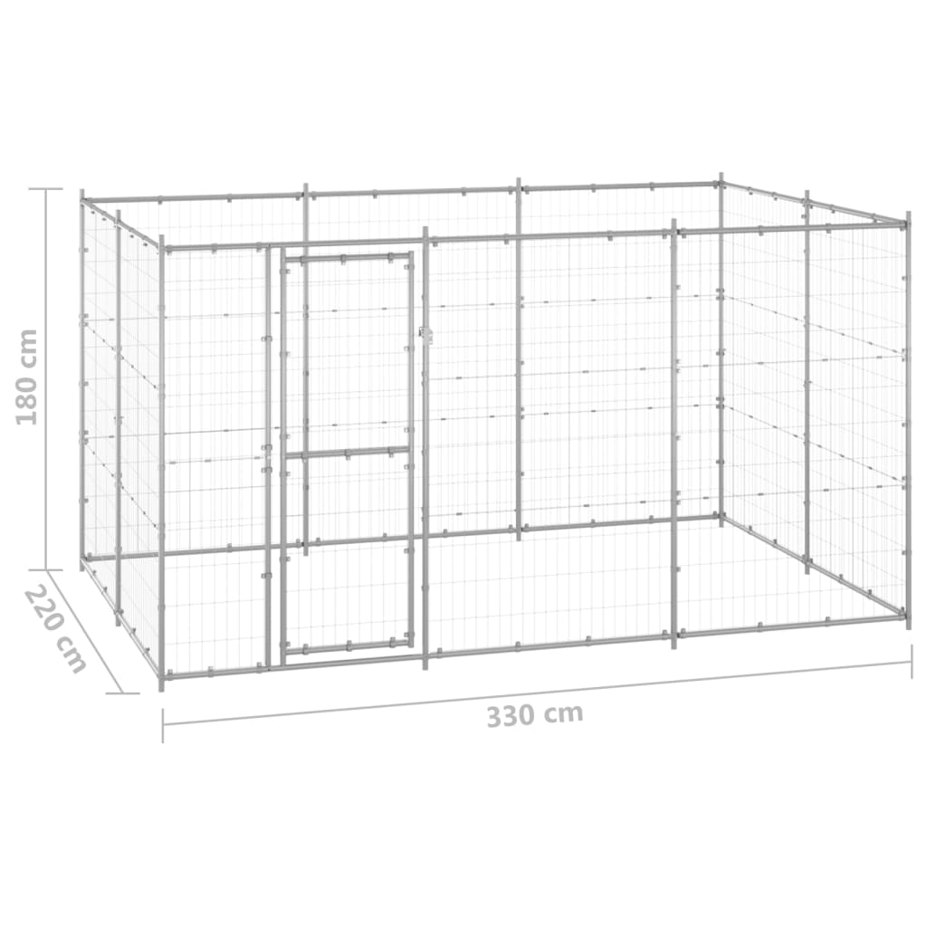 Hondenkennel 7,26 m² gegalvaniseerd staal - AllerleiShop