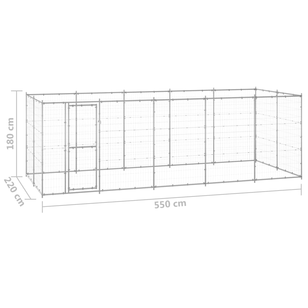 Hondenkennel 12,1 m² gegalvaniseerd staal - AllerleiShop