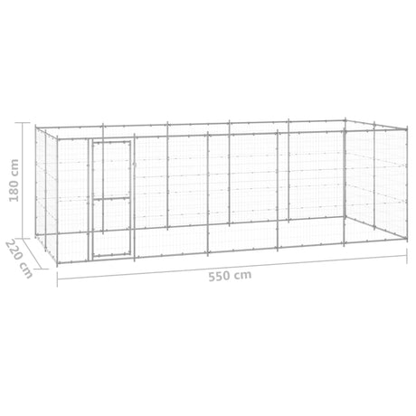 Hondenkennel 12,1 m² gegalvaniseerd staal - AllerleiShop