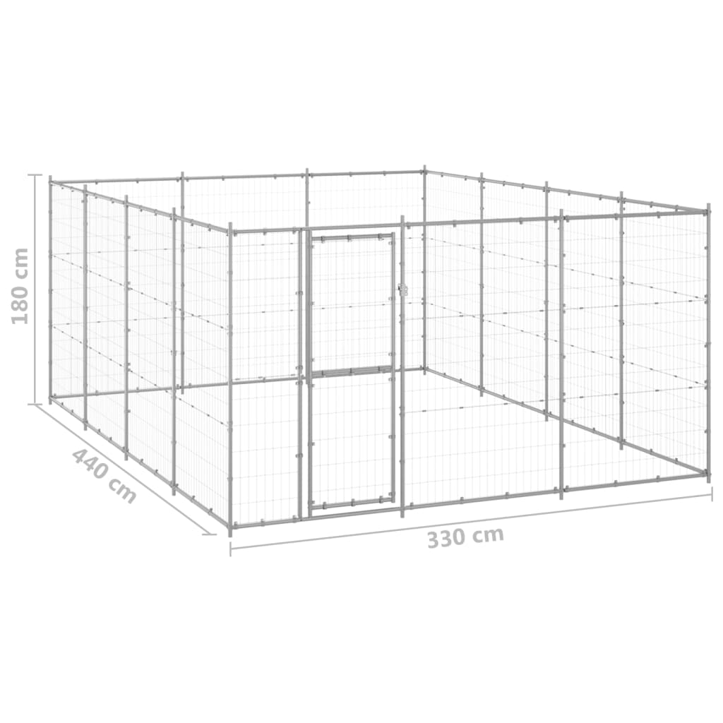 Hondenkennel 14,52 m² gegalvaniseerd staal - AllerleiShop