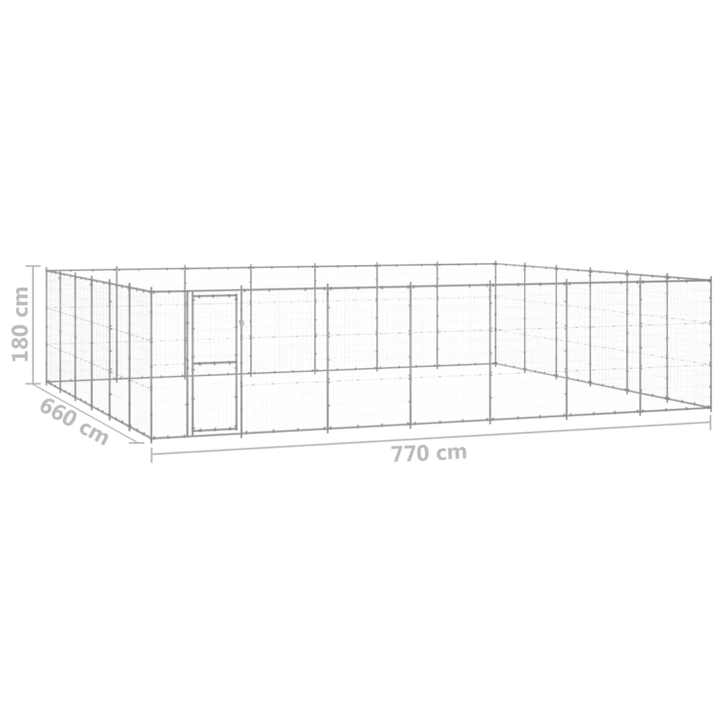 Hondenkennel 50,82 m² gegalvaniseerd staal - AllerleiShop