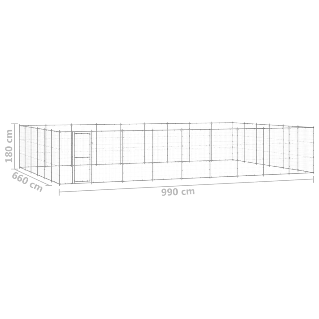 Hondenkennel 65,34 m² gegalvaniseerd staal - AllerleiShop