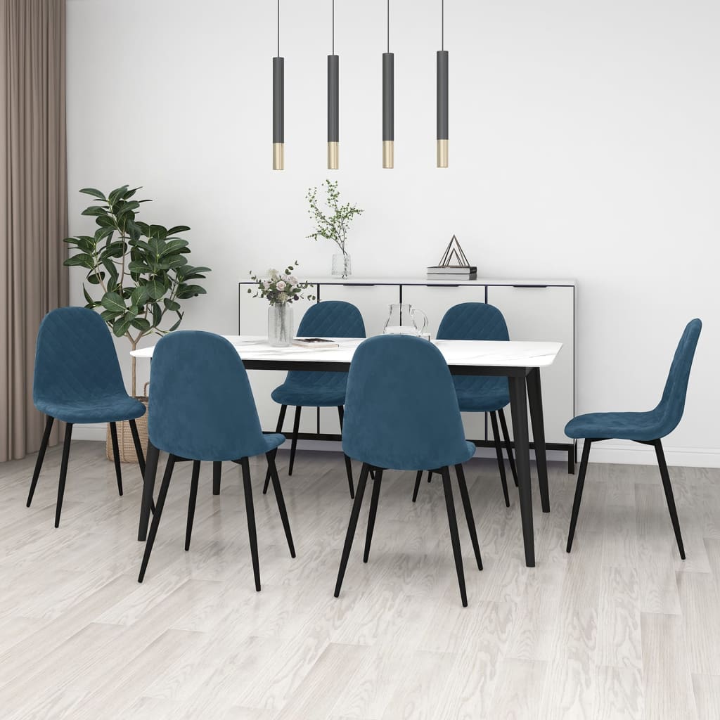 Eetkamerstoelen 6 st fluweel blauw - AllerleiShop