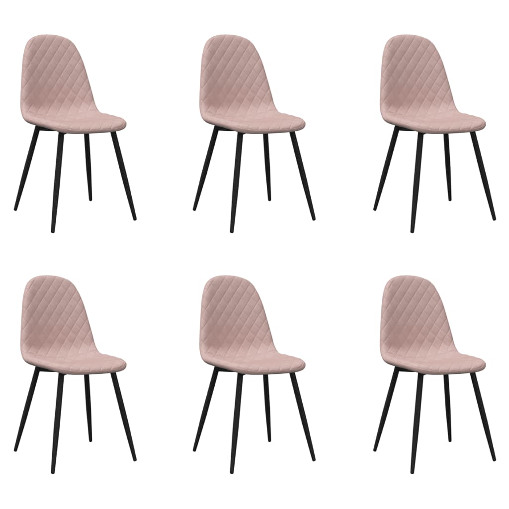 Eetkamerstoelen 6 st fluweel roze - AllerleiShop