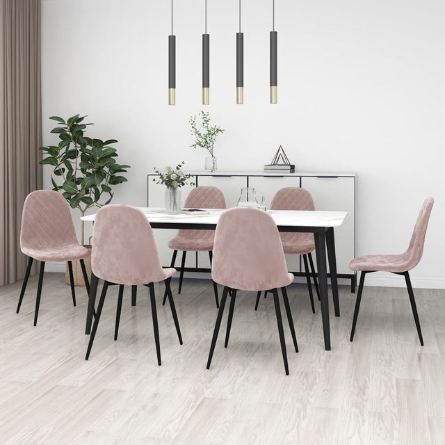 Eetkamerstoelen 6 st fluweel roze - AllerleiShop