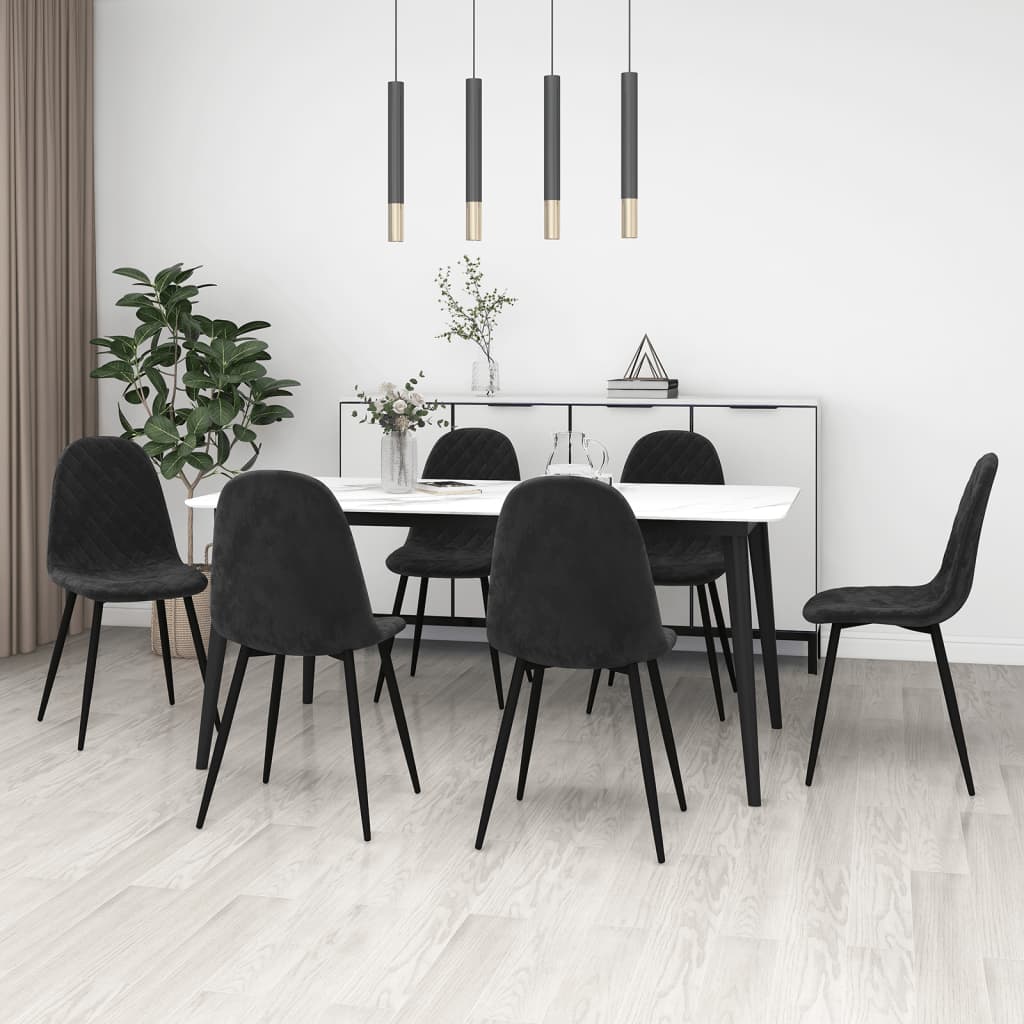 Eetkamerstoelen 6 st fluweel zwart - AllerleiShop