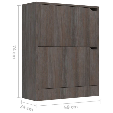 Schoenenkast 2 deuren 59x24x74 cm bewerkt hout sonoma eiken - AllerleiShop