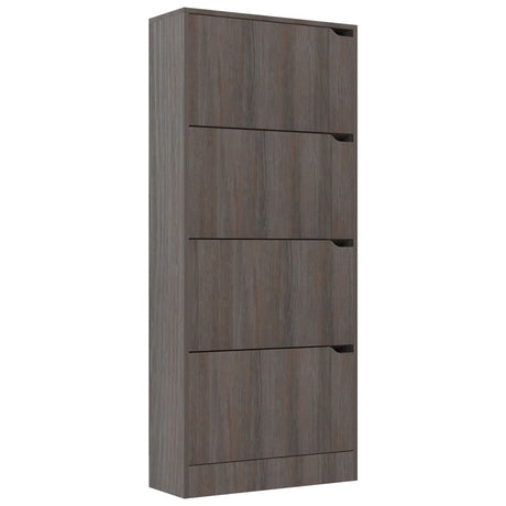 Schoenenkast met 4 deuren 59x24x136 cm bewerkt hout grijs eiken - AllerleiShop