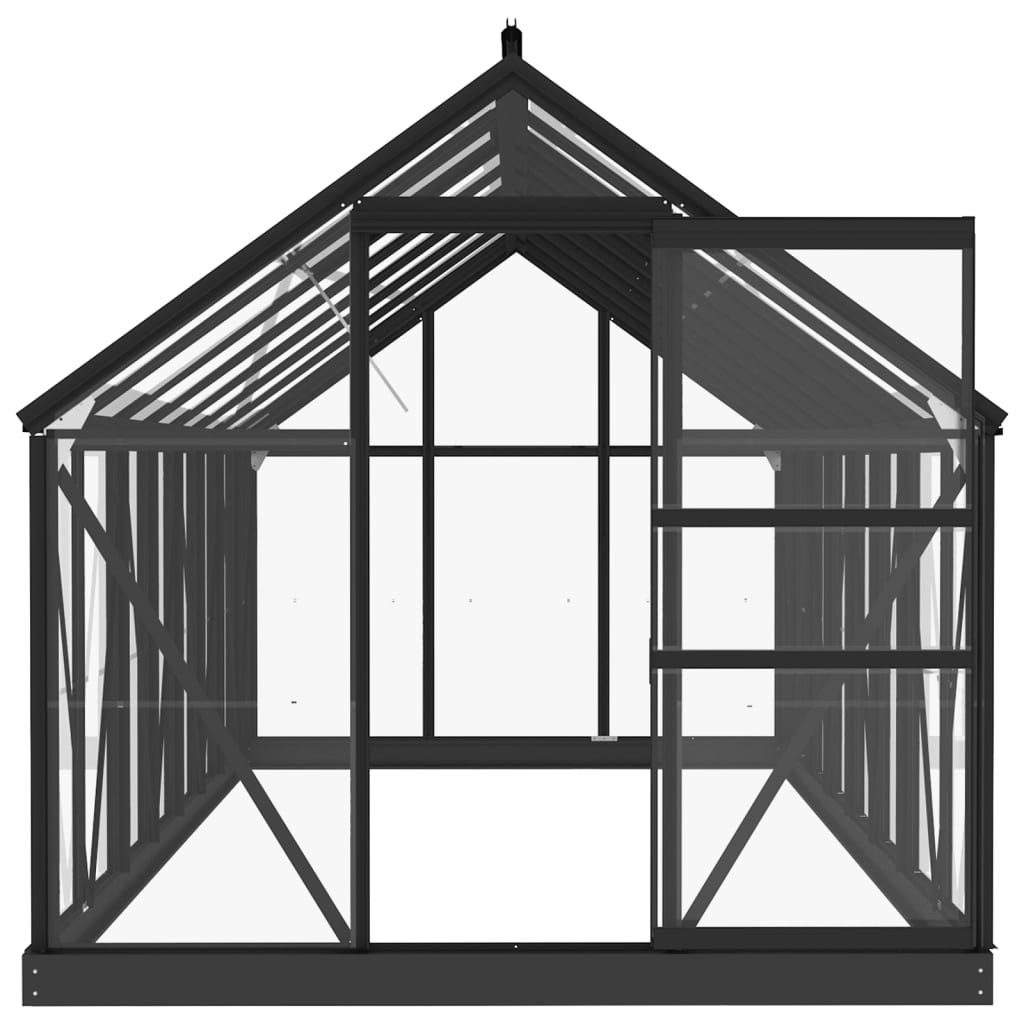 Kweekkas 155x395,5x191 cm aluminium en glas antracietkleurig