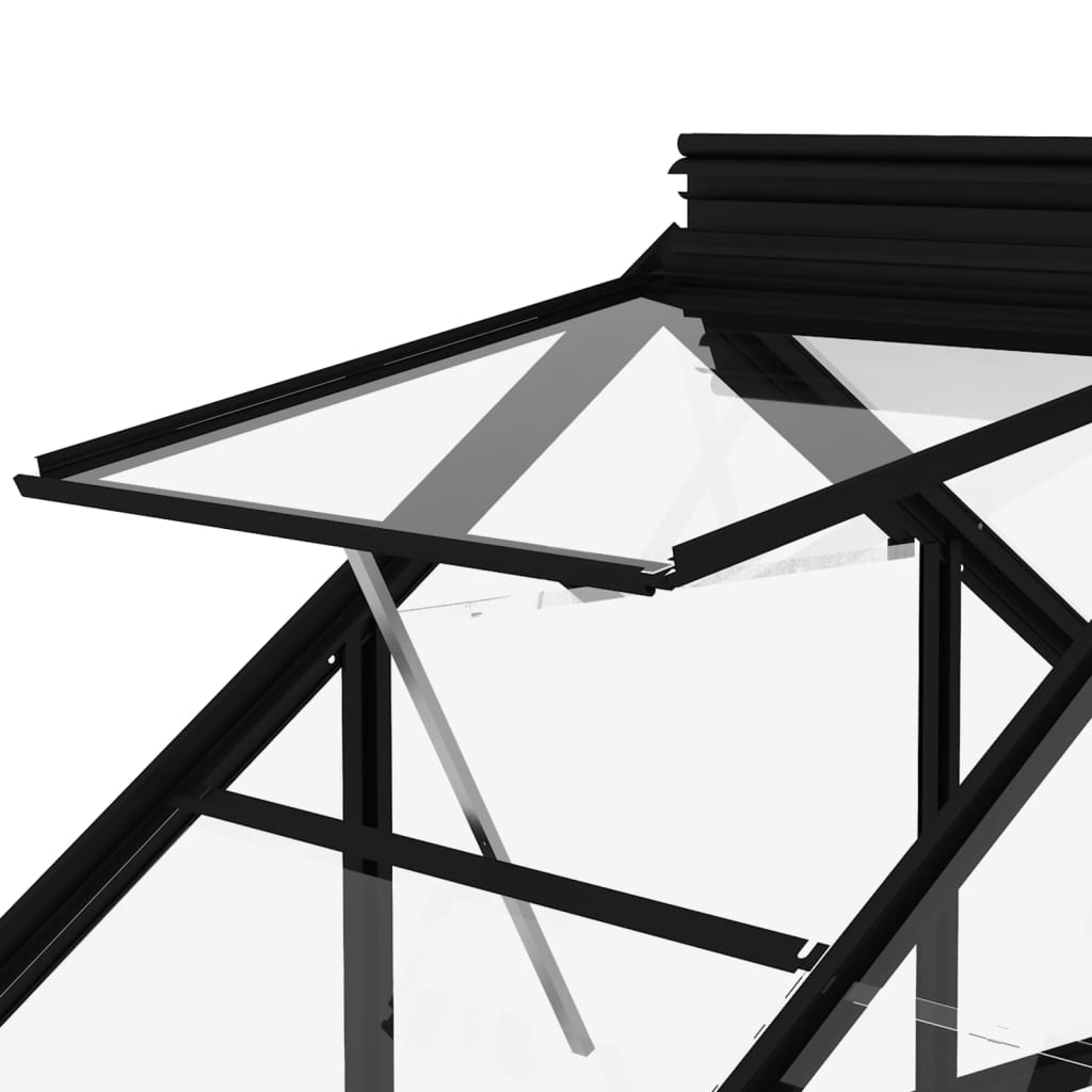 Kweekkas 155x395,5x191 cm aluminium en glas antracietkleurig