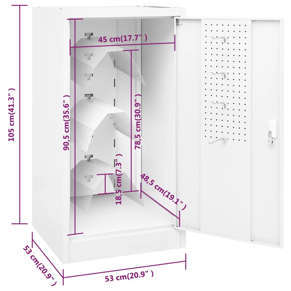 Zadelkast 53x53x105 cm staal wit