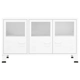 Dressoir industrieel 105x35x62 cm metaal en glas wit - AllerleiShop