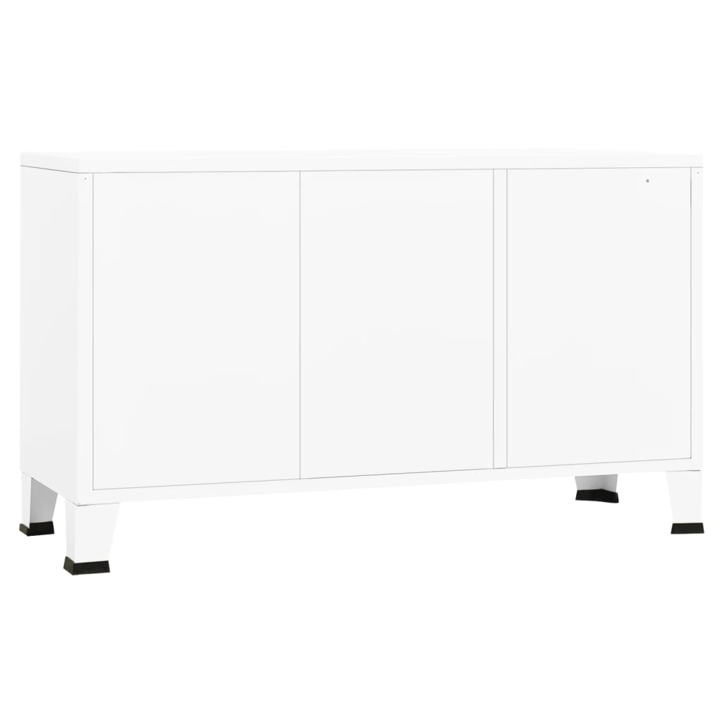 Dressoir industrieel 105x35x62 cm metaal en glas wit - AllerleiShop