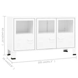 Dressoir industrieel 105x35x62 cm metaal en glas wit - AllerleiShop