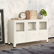 Dressoir industrieel 105x35x62 cm metaal en glas wit - AllerleiShop