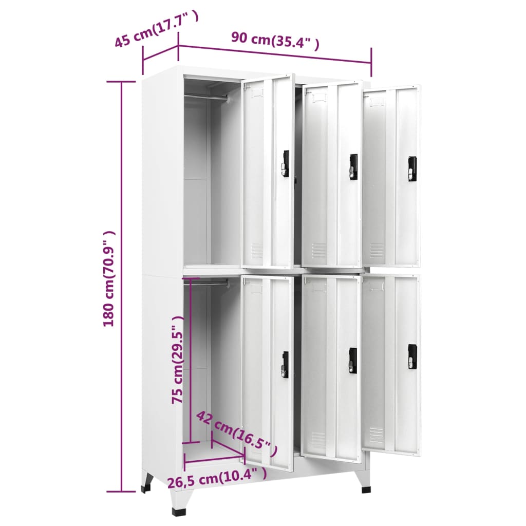 Lockerkast 90x45x180 cm staal wit