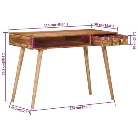 Schrijftafel 115x50x76 cm massief acaciahout - AllerleiShop