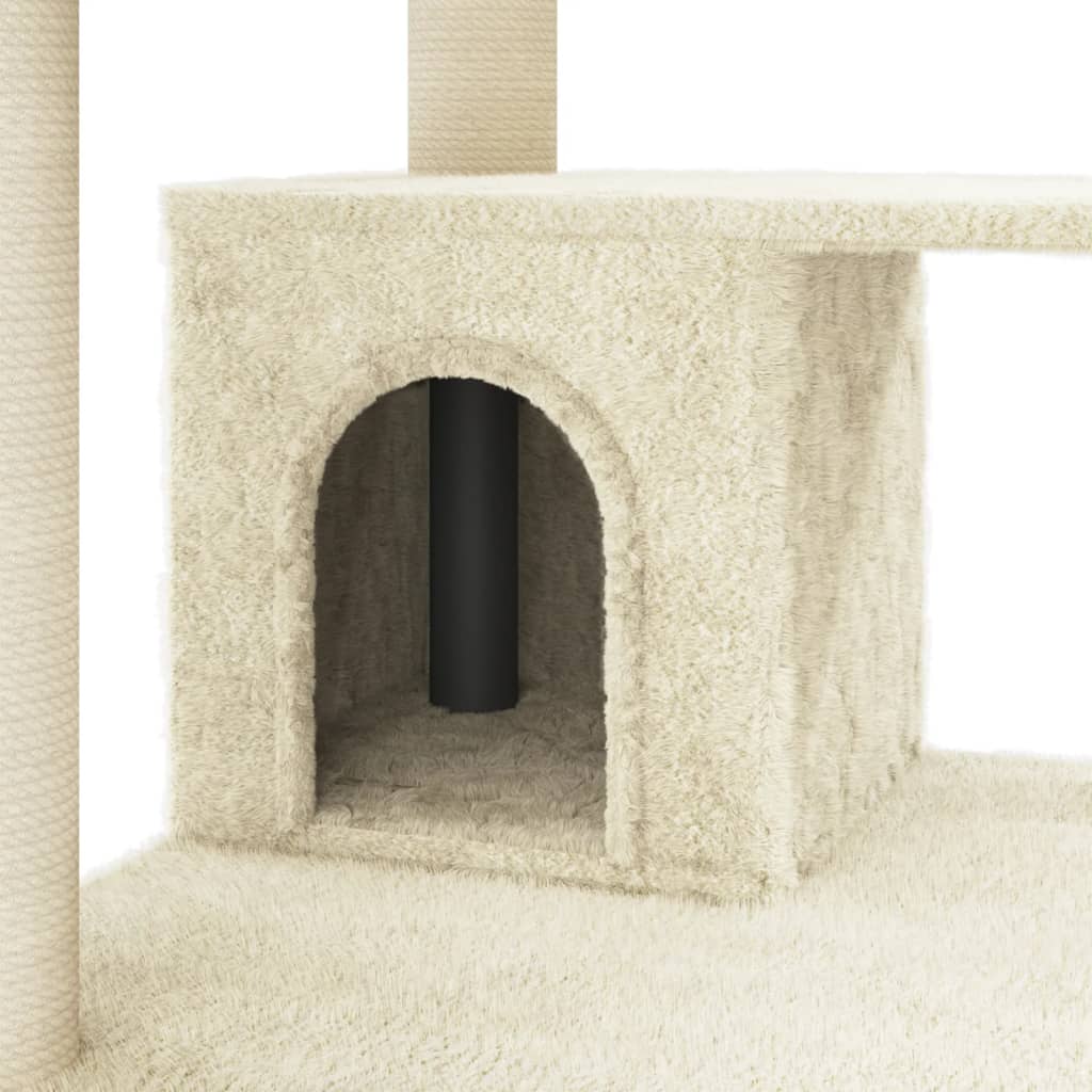 Kattenkrabpaal met sisal krabpalen 183 cm crèmekleurig