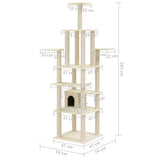 Kattenkrabpaal met sisal krabpalen 183 cm crèmekleurig