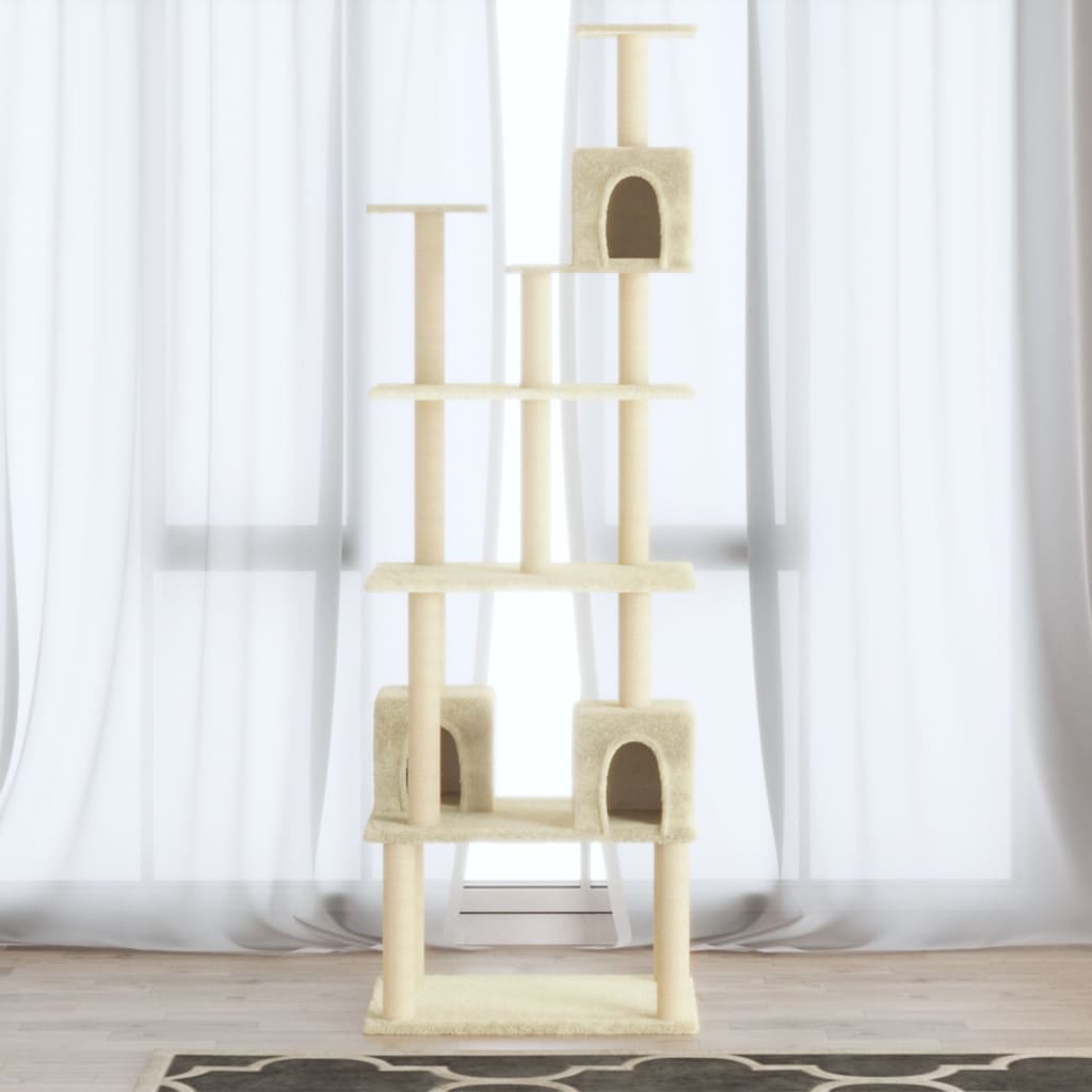 Kattenmeubel met sisal krabpalen 188 cm crèmekleurig