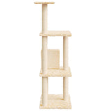 Kattenmeubel met sisal krabpalen 119 cm crèmekleurig