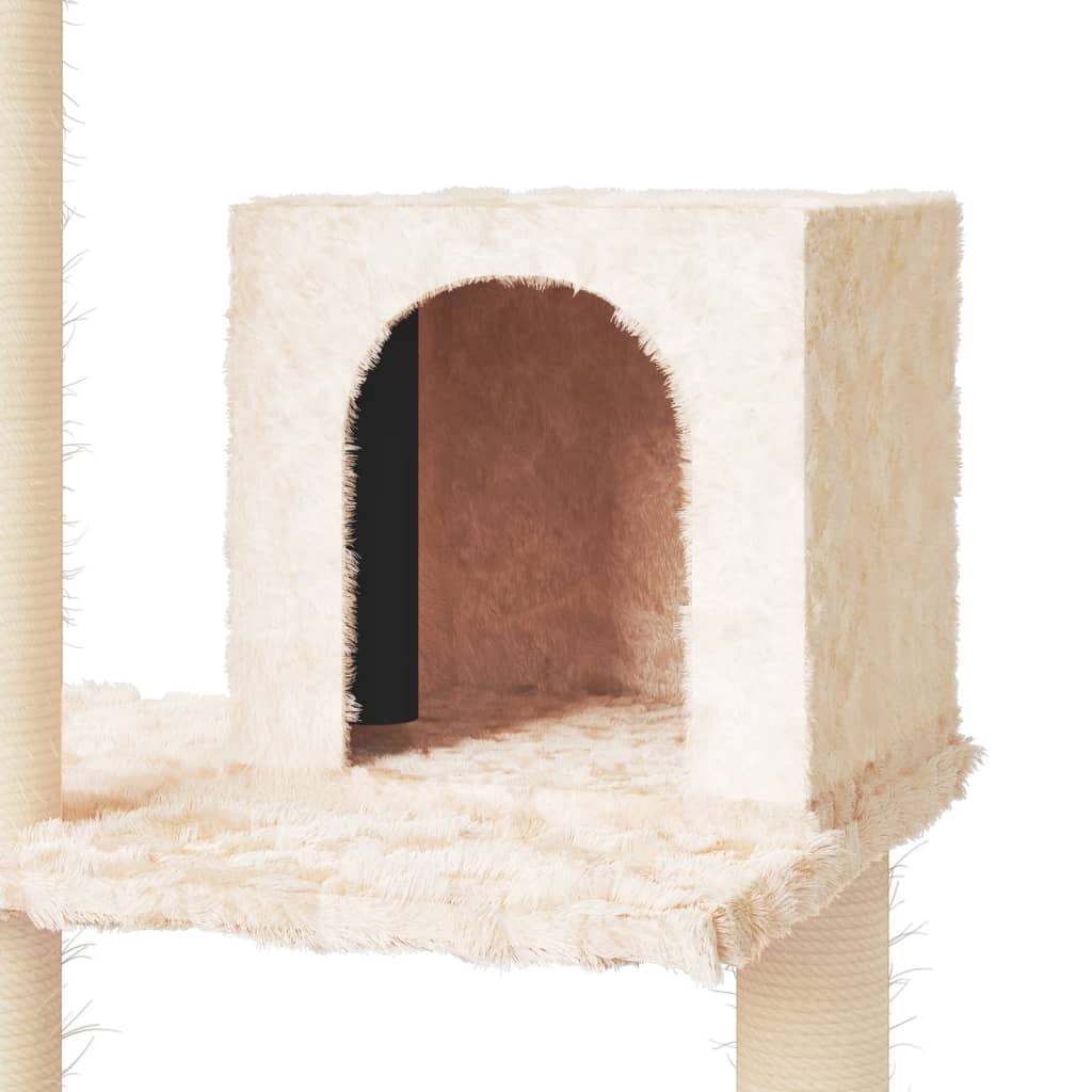 Kattenmeubel met sisal krabpalen 119 cm crèmekleurig