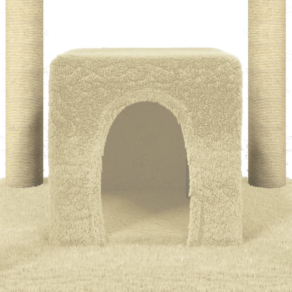 Kattenmeubel met sisal krabpalen 174 cm crèmekleurig