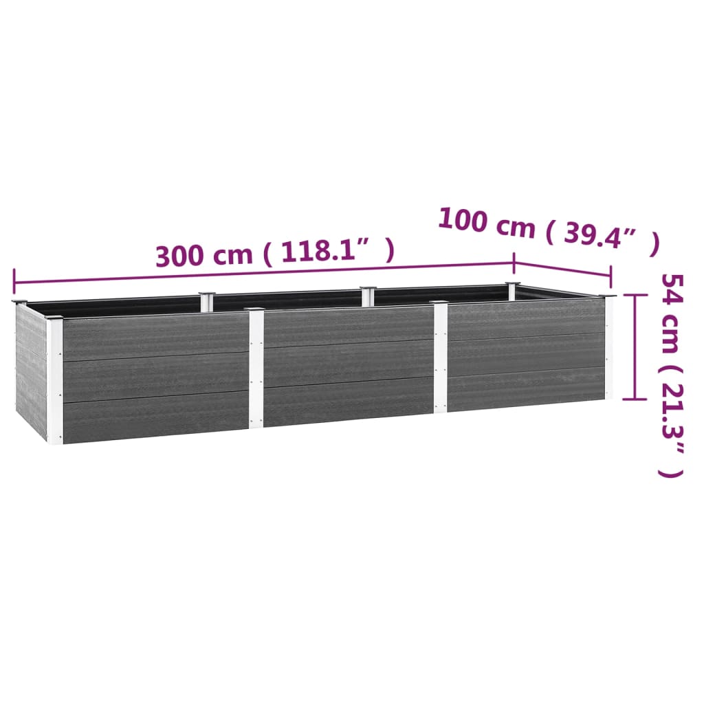 Plantenbak verhoogd 300x100x54 cm HKC grijs