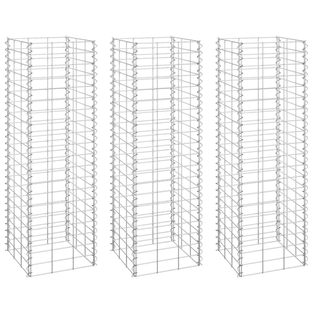 Schanskorf plantenbakken 3 st verhoogd 30x30x100 cm ijzer