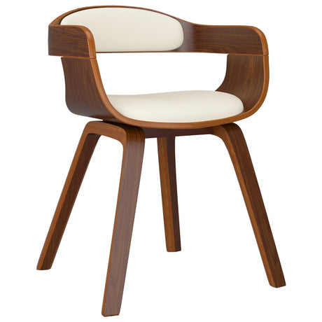 Eetkamerstoelen 2 st gebogen hout en kunstleer crèmekleurig - AllerleiShop