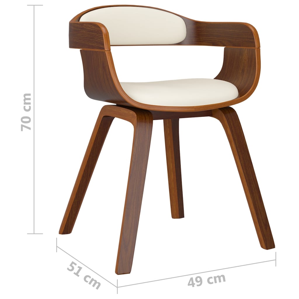 Eetkamerstoelen 2 st gebogen hout en kunstleer crèmekleurig - AllerleiShop