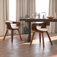 Eetkamerstoelen 2 st gebogen hout en kunstleer crèmekleurig - AllerleiShop