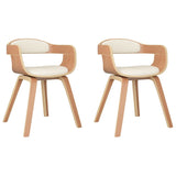 Eetkamerstoelen 2 st gebogen hout en kunstleer crèmekleurig - AllerleiShop