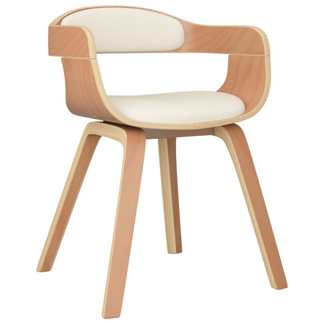 Eetkamerstoelen 2 st gebogen hout en kunstleer crèmekleurig - AllerleiShop