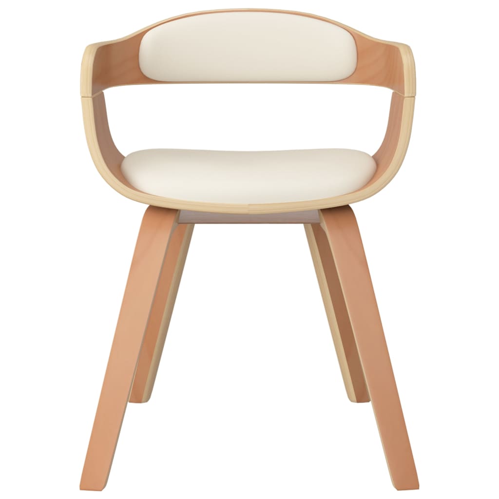 Eetkamerstoelen 2 st gebogen hout en kunstleer crèmekleurig - AllerleiShop