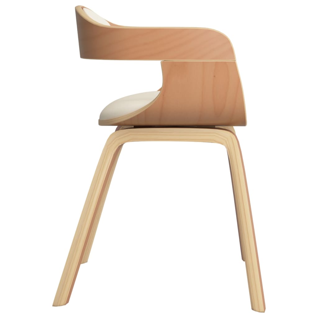 Eetkamerstoelen 2 st gebogen hout en kunstleer crèmekleurig - AllerleiShop