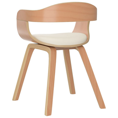 Eetkamerstoelen 2 st gebogen hout en kunstleer crèmekleurig - AllerleiShop