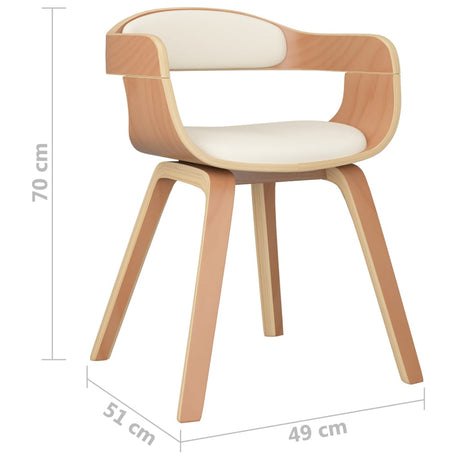 Eetkamerstoelen 2 st gebogen hout en kunstleer crèmekleurig - AllerleiShop